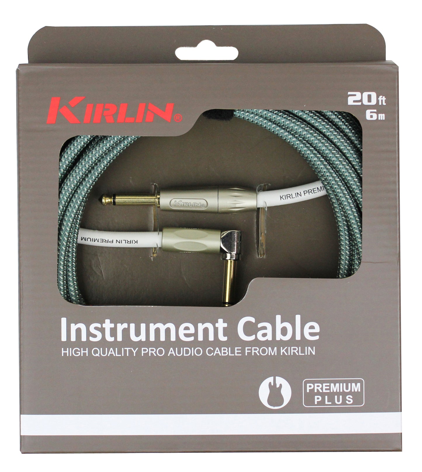 Câble instrument PREMIUM PLUS Jack/Jack coudé, 6 mètres, olive