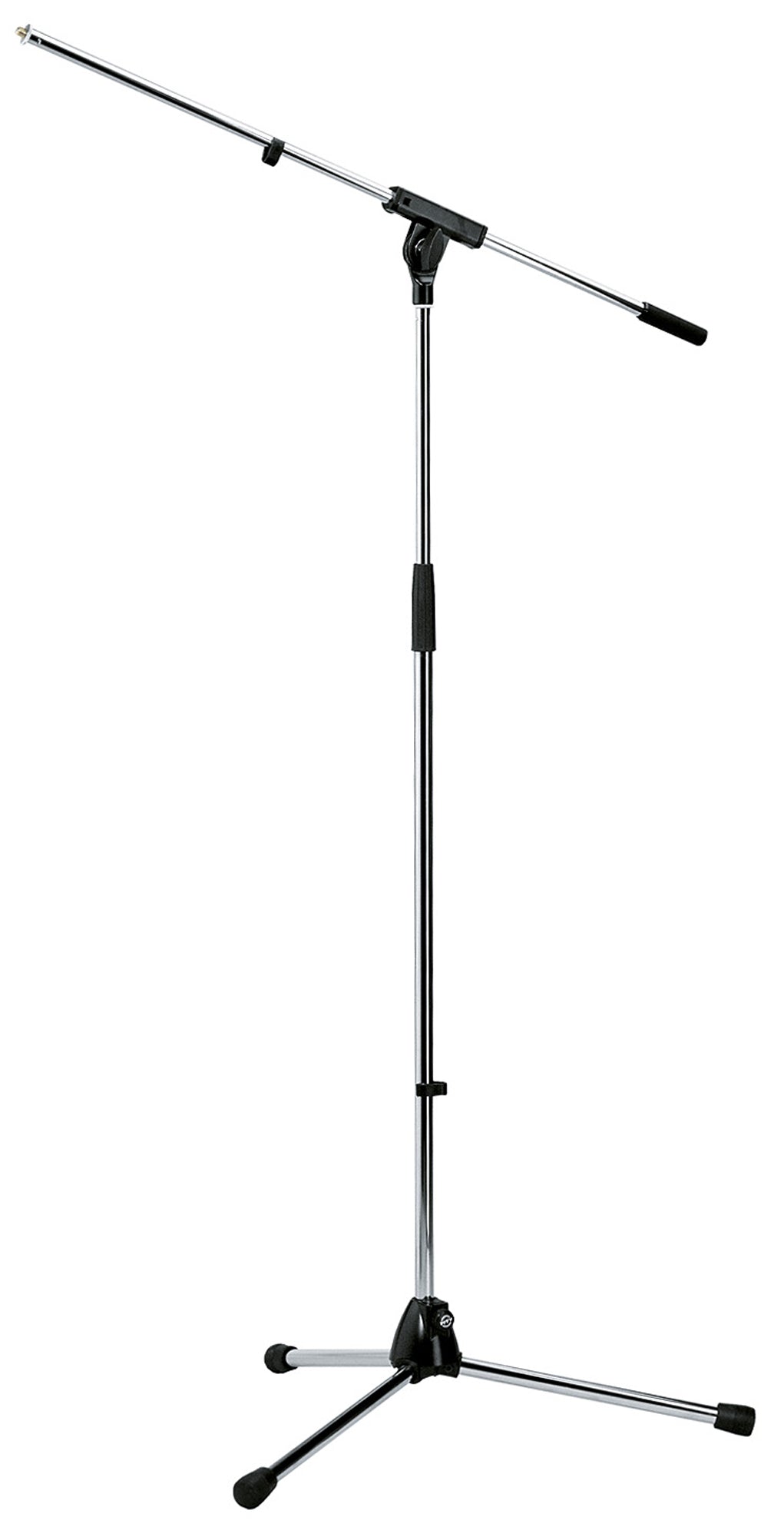 Support micro avec perche, pieds rabattables, dispositif de serrage anti-rayures et anti-déformation, 3 kg, chromé