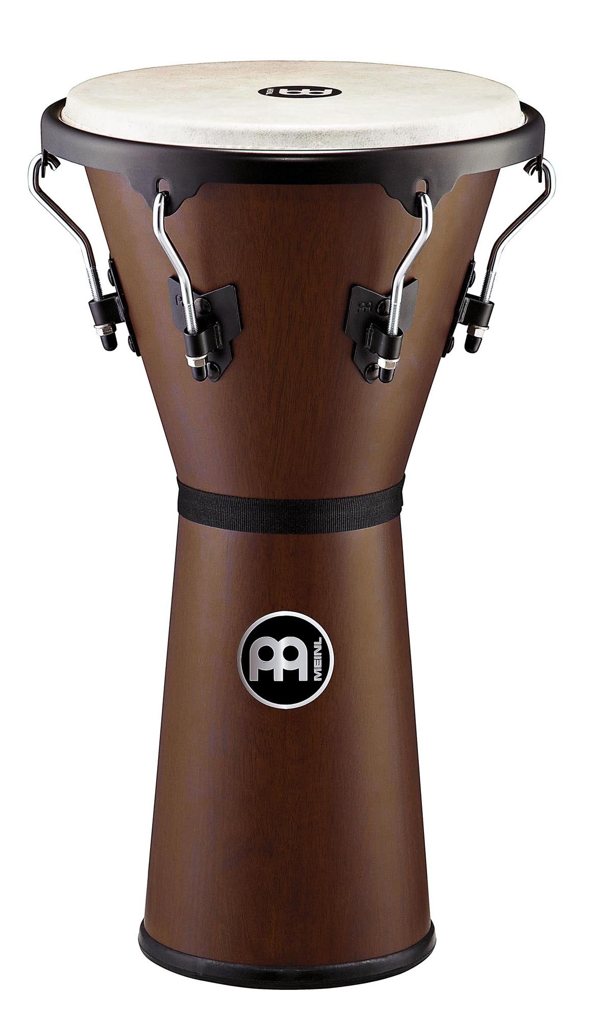 Djembé 12" 1/2, hévéa, 64cm, forme sablier, peau chèvre, cercle arrondi 2.6mm, accastillage noir, Vintage Wine Barrel mat
