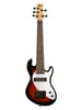Kala Solid Body U-Bass, 5 cordes, livré avec housse - Tobacco Burst
