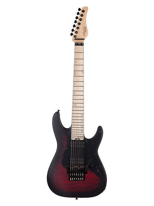 Schecter Miles Baker 7 Floyd Rose Signature - Crimson Red Burst Satin