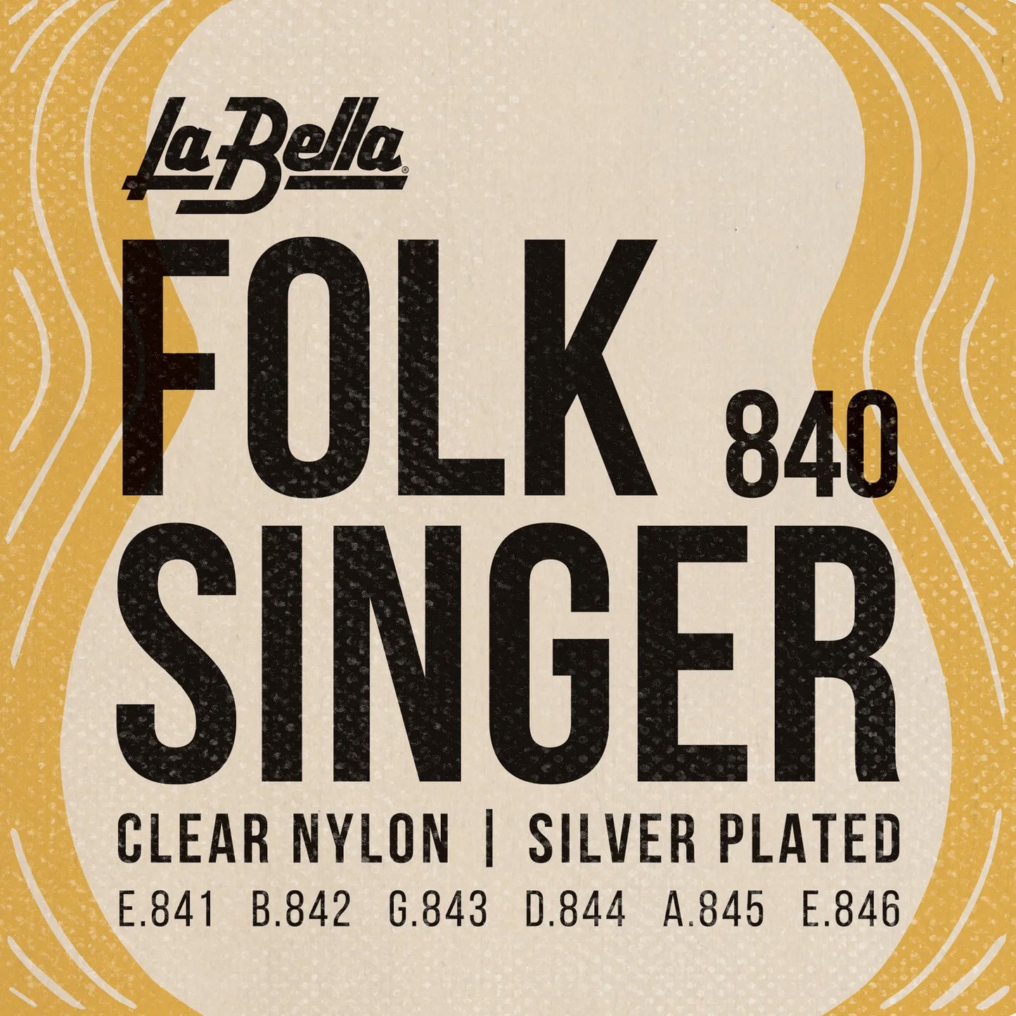 Jeu pour guitare classique FOLKSINGER 840, aigus nylon clair, basses filées plaqué argent, avec boules
