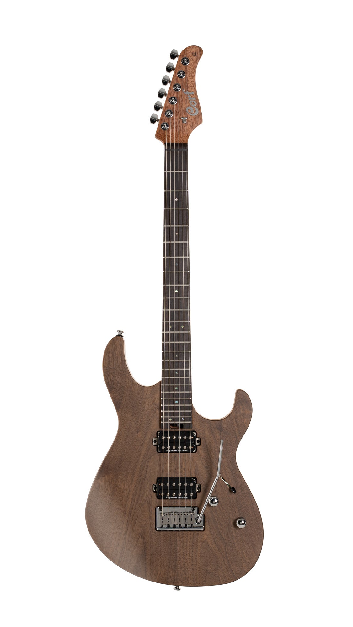G300 RAW, corps acajou chambré, table noyer, manche acajou, touche palissandre, 2 micros Seymour Duncan, naturel satiné