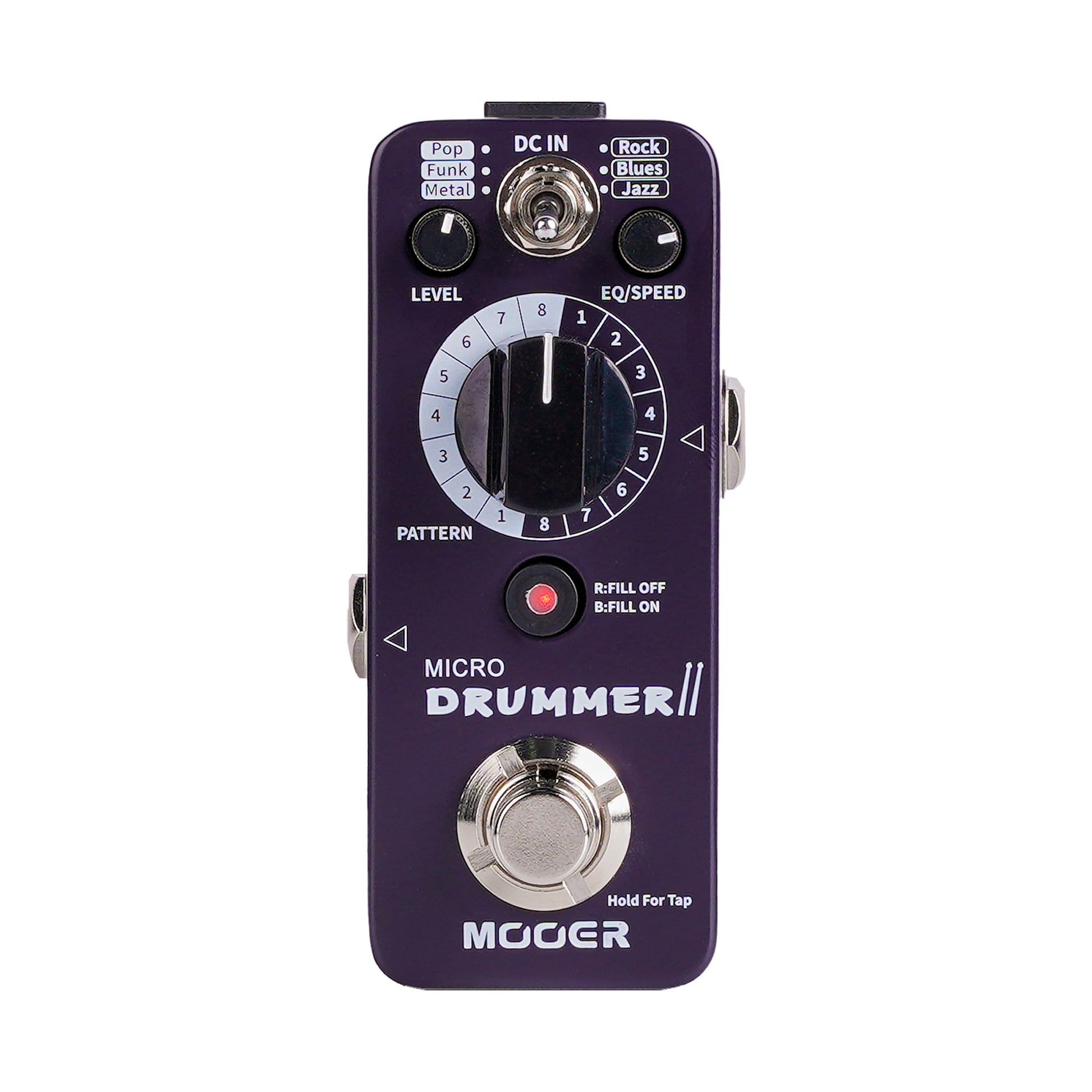 Pédale MICRO DRUMMER II, boite à rythmes numérique, 8 types de patterns dans 6 styles différents, 48 grooves au total, violet