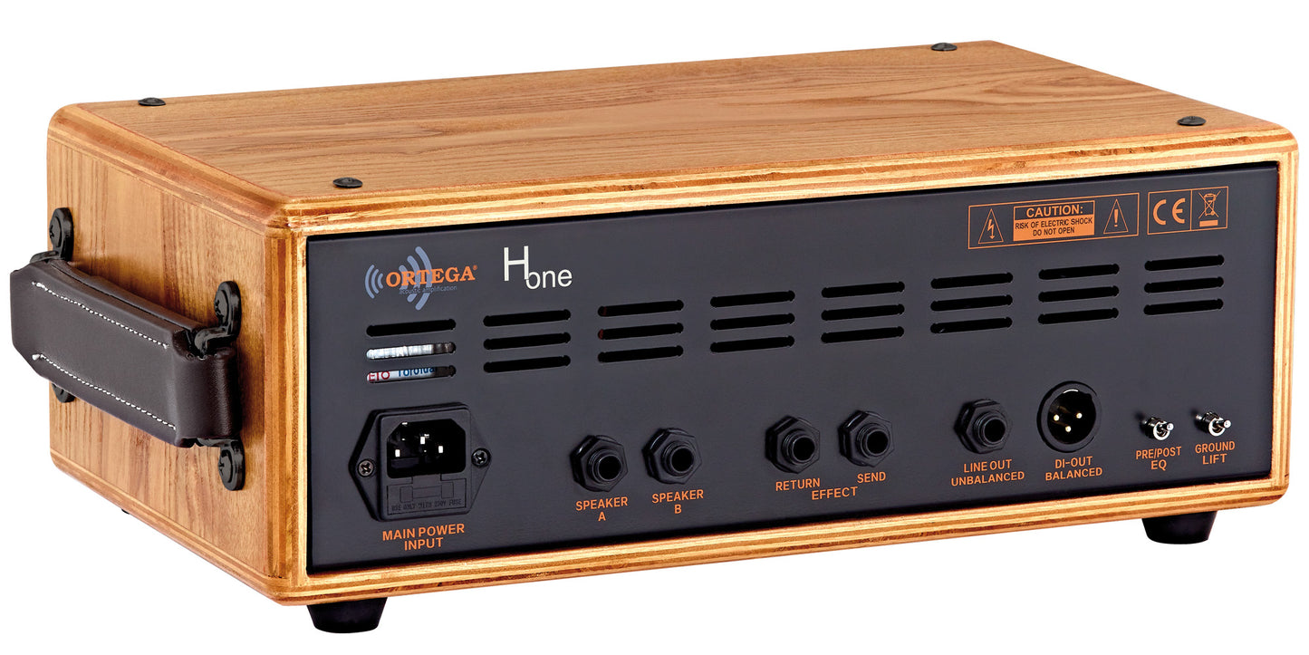 H ONE, tête d'ampli 100W, deux canaux, réverb & chorus intégrés, avec housse de transport, naturel satiné et noir