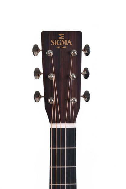 Modèle SGPC-10E, Grand OM pan coupé, table épicéa Sitka massif, f/e pau ferro massif, touche micarta, EQ LR Baggs, soft case