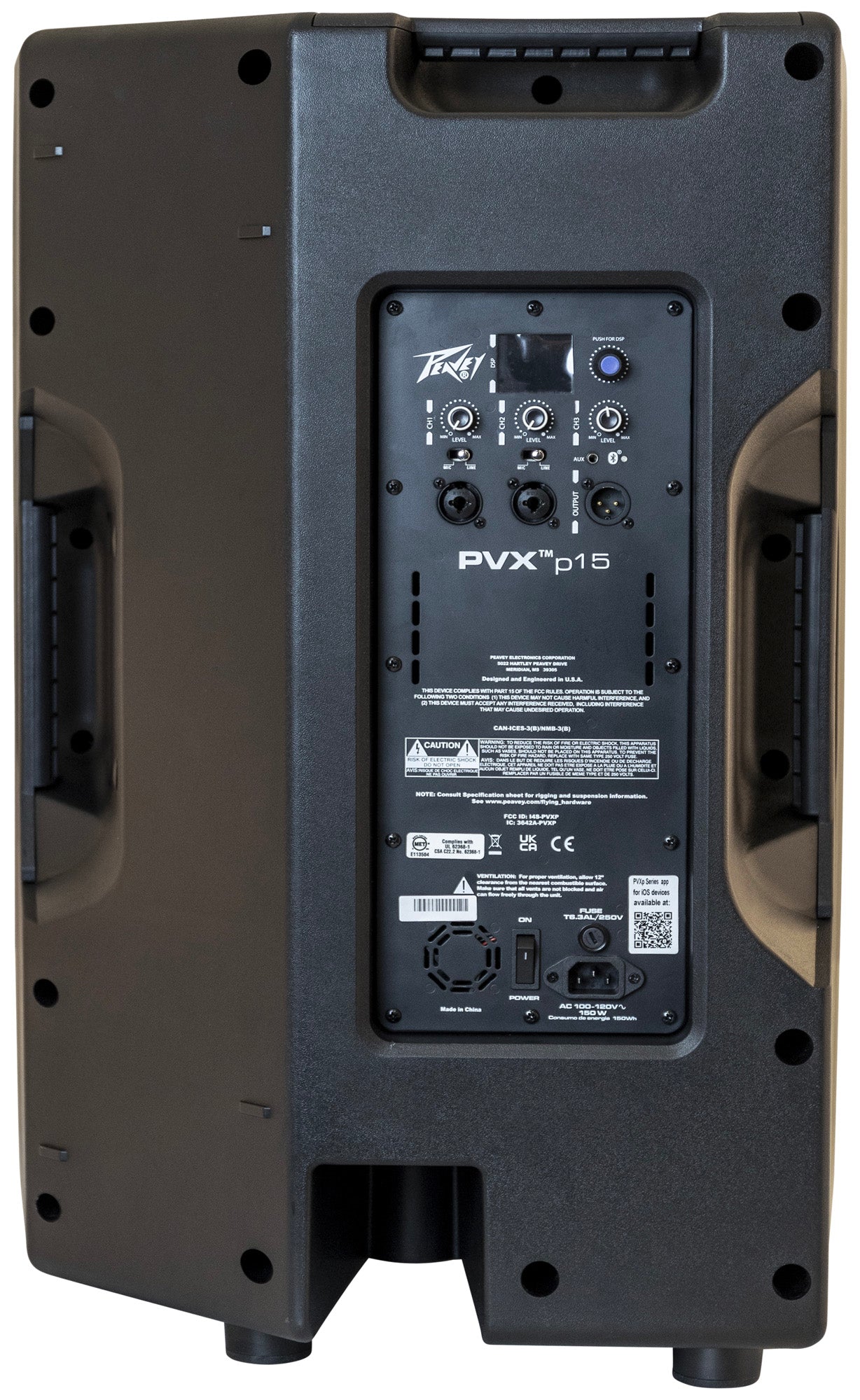 Enceinte bi-amplifiée 980W, 2 voies, 1x Woofer 15", fonction Bluetooth, traitement DSP, entrées XLR/Jack, noir