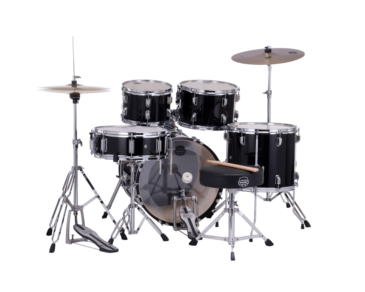 MAPEX COMET JAZZ/JUNIOR 18 5F NOIR COMPLETE AVEC HARDWARE, SIEGE ET CYMBALES