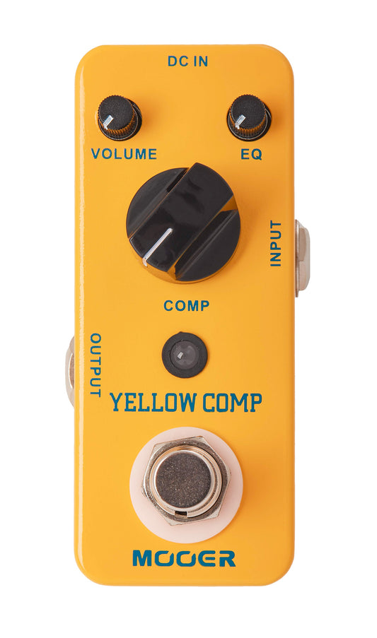 Pédale YELLOW COMP, compresseur de type optique, boîtier métal, true bypass, jaune