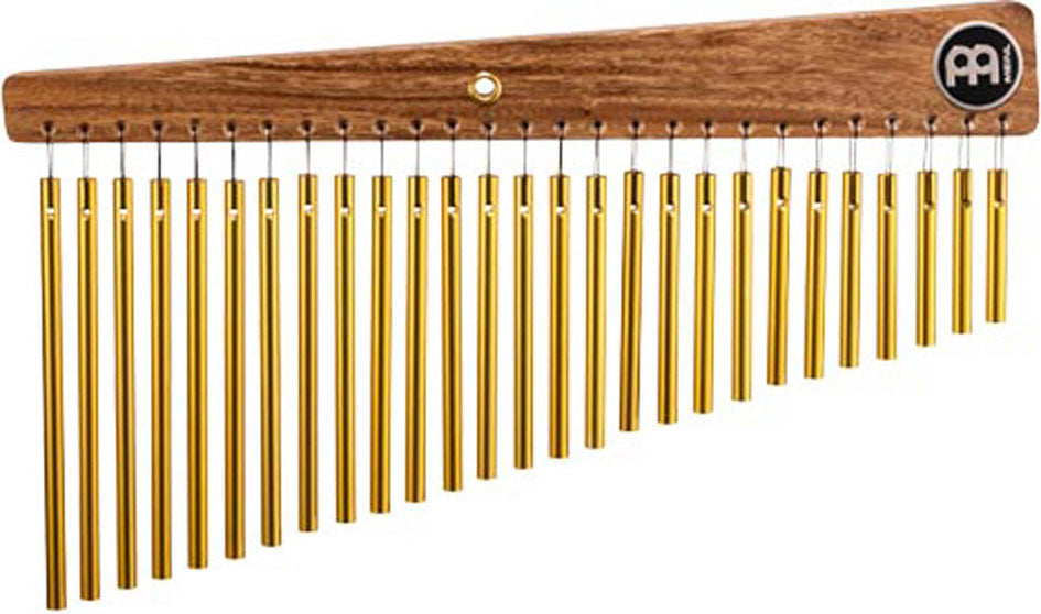 Chimes 27 barres, simple rang, alliage aluminium anodisé doré, ambre
