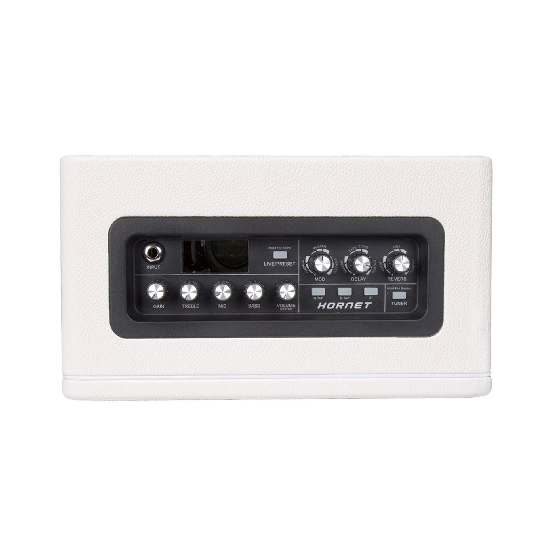 Ampli HORNET WHITE, 15W, HP 6.5", 9 modélisations d'amplis haute-qualité, effets Modulation/Délai/Réverb, blanc