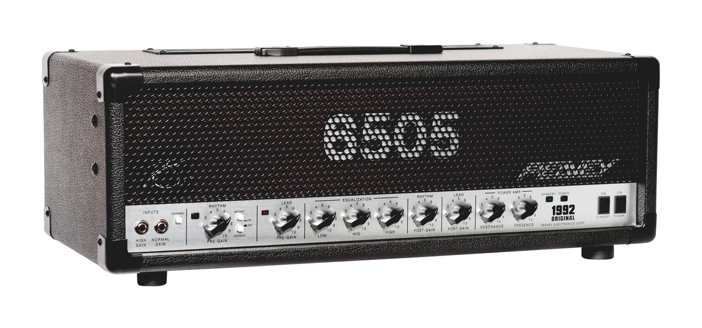 Tête amplifiée à lampes 120W, 2 canaux, EQ 3 bandes, reproduction fidèle du mythique Peavey 6505, finition noir