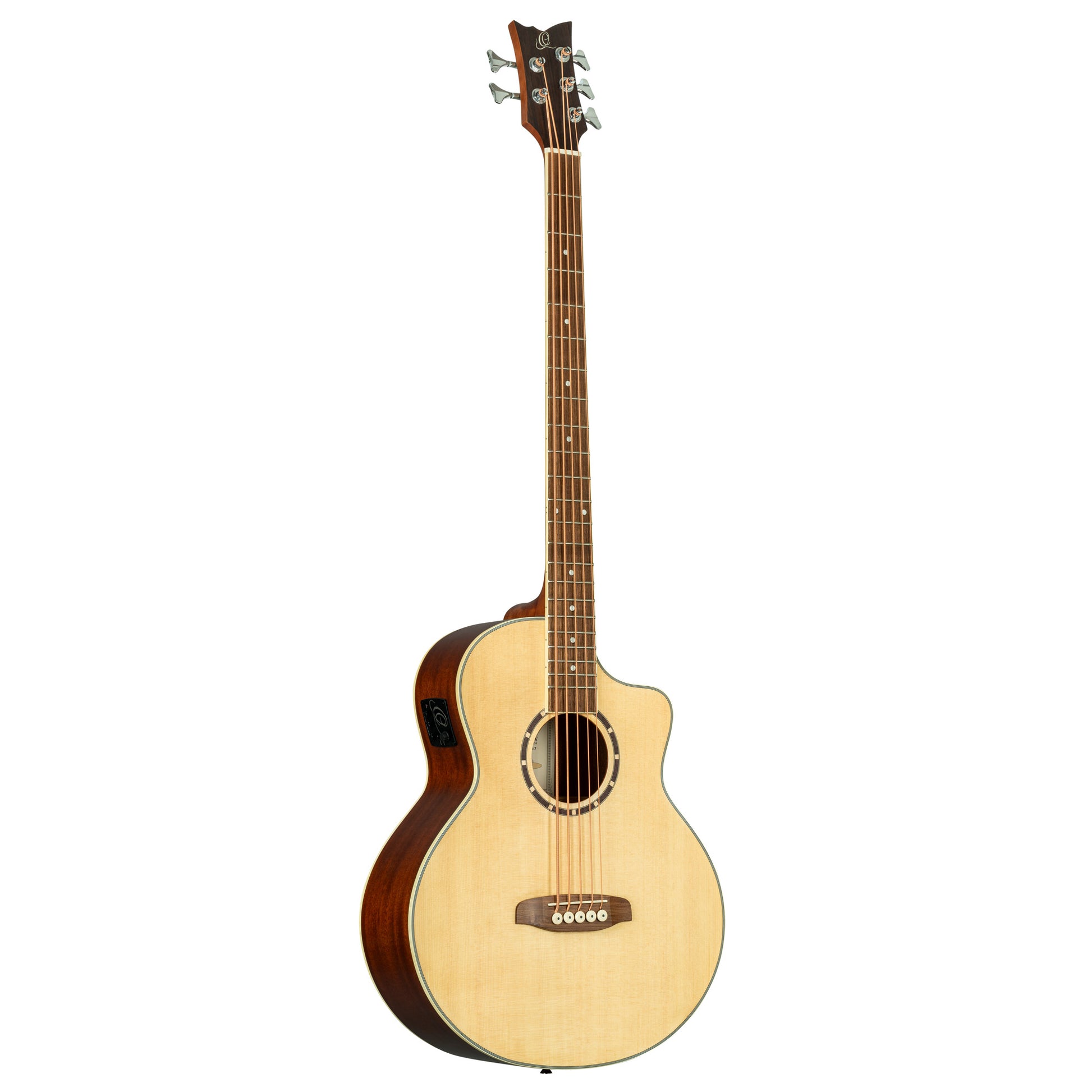 D7CE-5, basse 5 cordes, pan coupé, EQ Ortega MagusPro, table épicéa, f/e acajou, manche acajou, naturel satiné