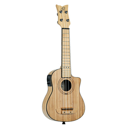 RUNAB-SO, modèle Soprano, pan coupé, EQ MagusUke, table bambou massif, f/e bambou massif, manche bambou, housse, naturel satiné