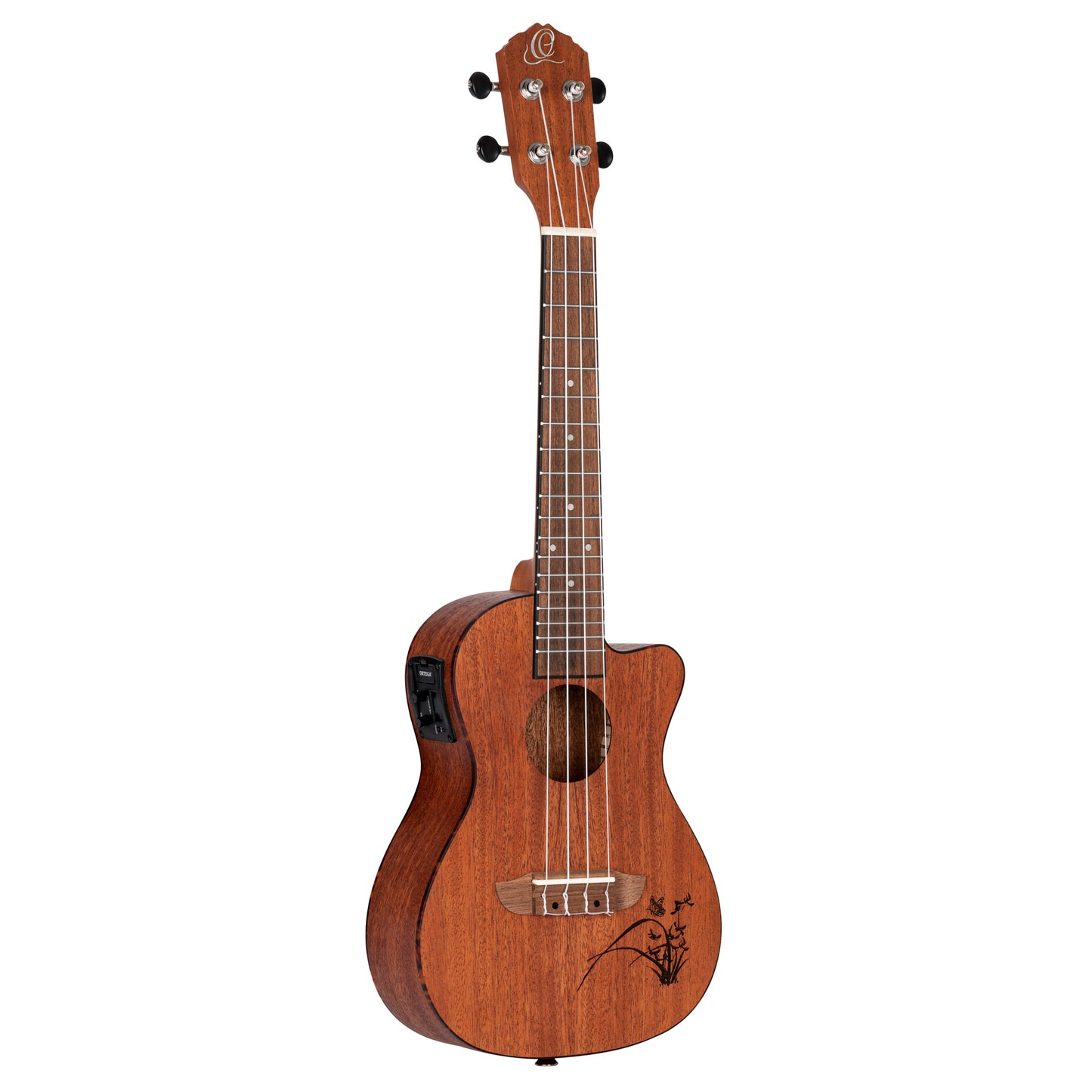 RU5MM-CE, modèle Concert pan coupé, EQ MagusUke, table sapele avec motif, f/e sapele, manche acajou, naturel satiné