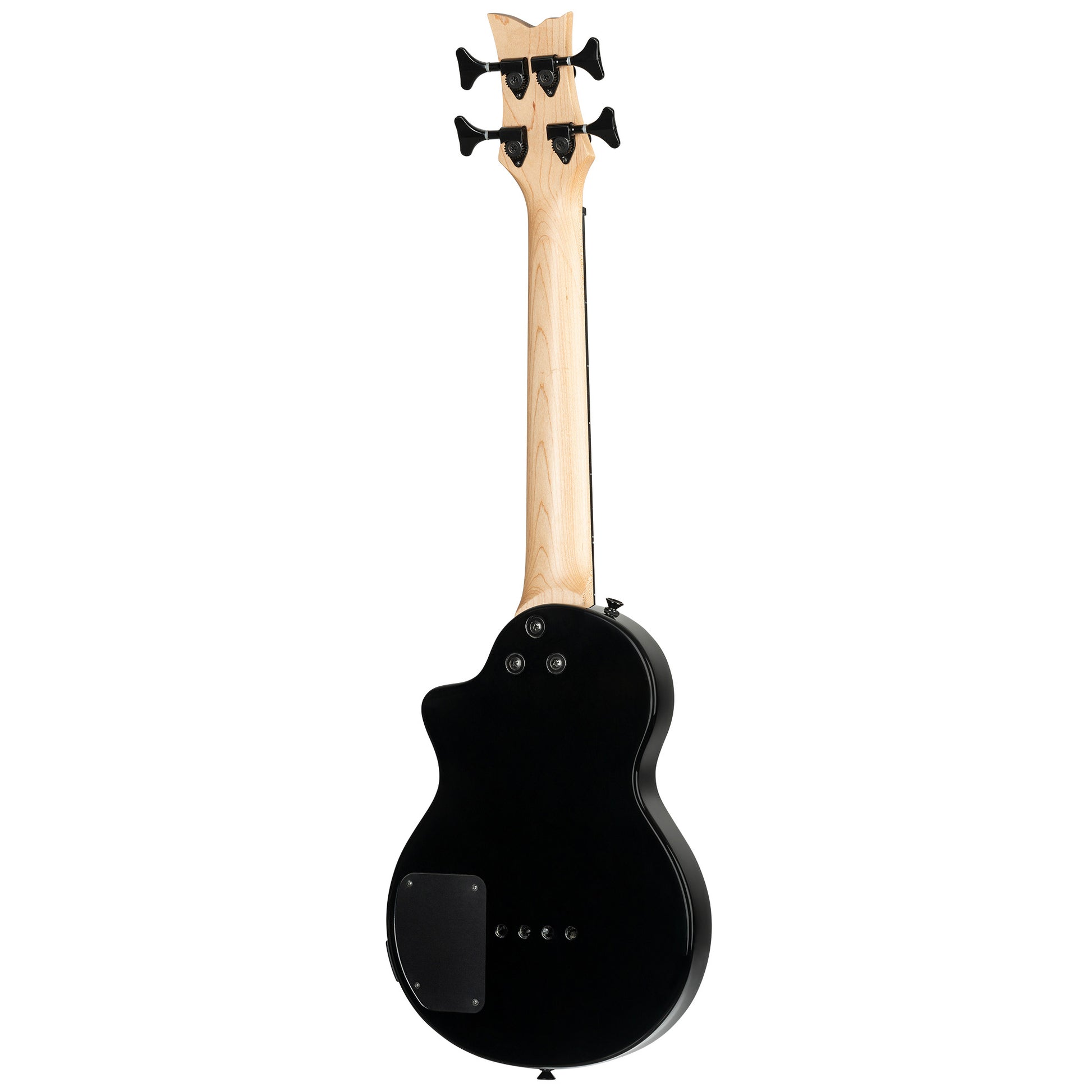 NEO-BS-TGB, modèle Ukebass, pan coupé, EQ MagusExpress, table érable flammé, corps okoumé, manche érable, housse, gris