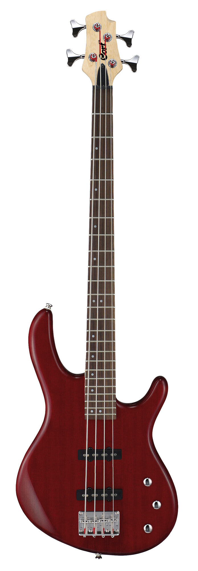 Action JJ, corps meranti, manche érable, touche jatoba, micros JB Powersound, bordeaux pores ouverts