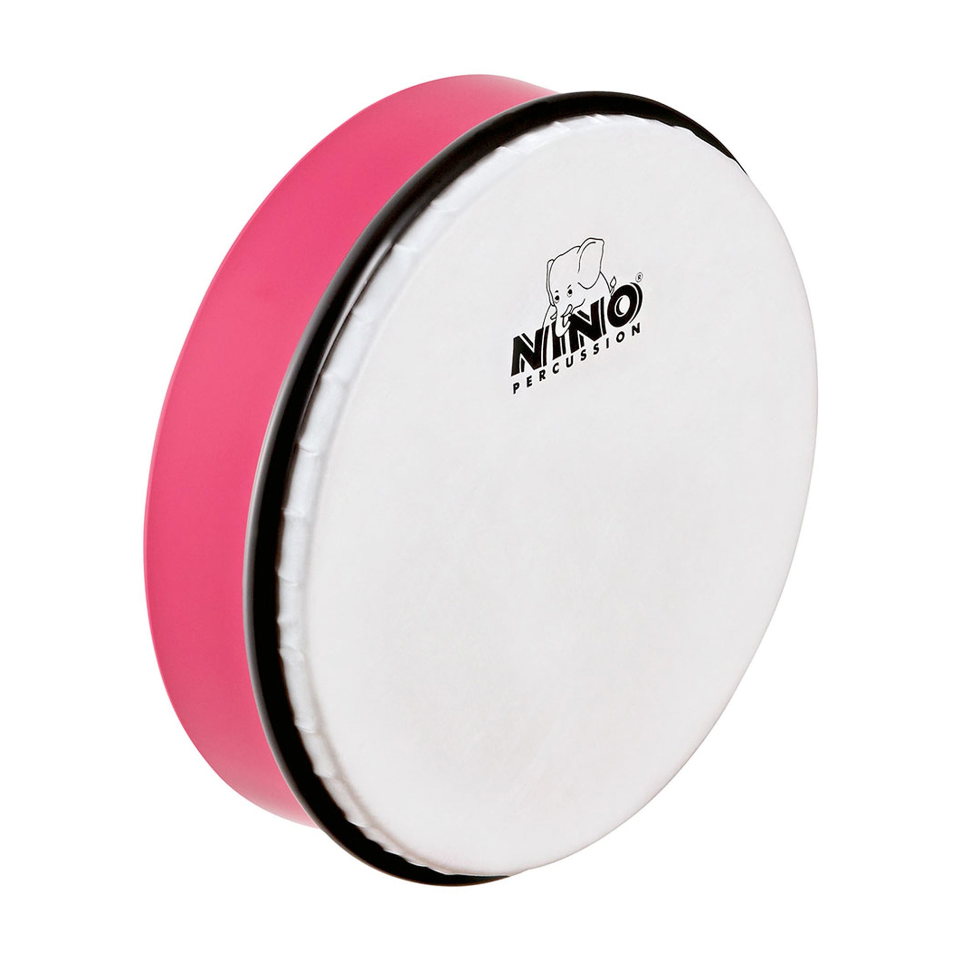 Tambourin 8", cadre en plastique ABS, peau synthétique, avec batte en bois, rose