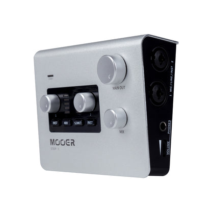 Interface audio STEEP II, 2 canaux, deux entrées combo XLR/Jack, alimentation fantôme, USB type C 2.0, MIDI In/Out, argent