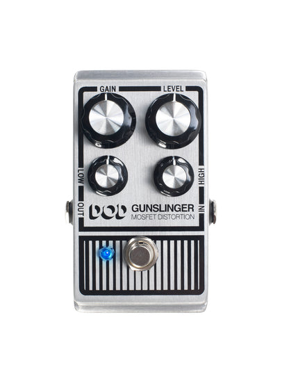 Pédale GUNSLINGER, distorsion Mosfet, fonctionnement sous 9 ou 18V, True Bypass, métal brossé