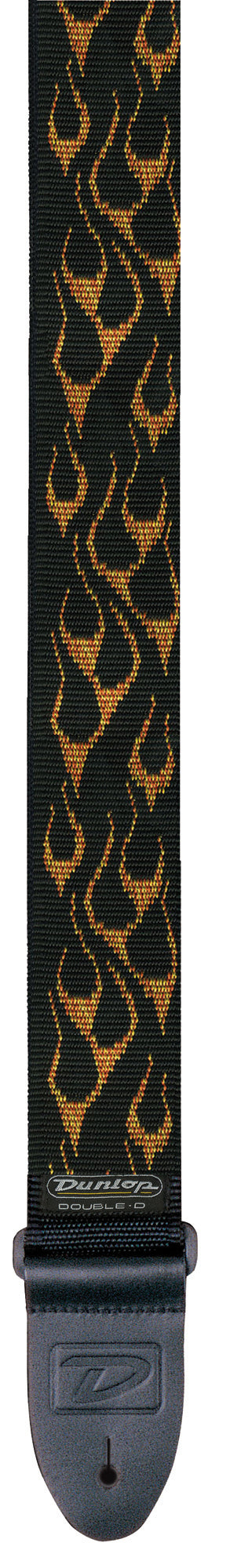 Courroie nylon modèle FLAMME, largeur 5 cm, noir et jaune/orange