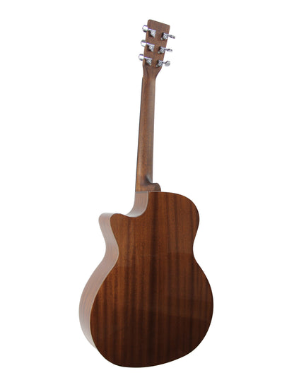 Modèle GMC-1E-SB, Grand OM pan coupé, table épicéa massif, f/e acajou, touche micarta, EQ Fishman, sunburst brillant
