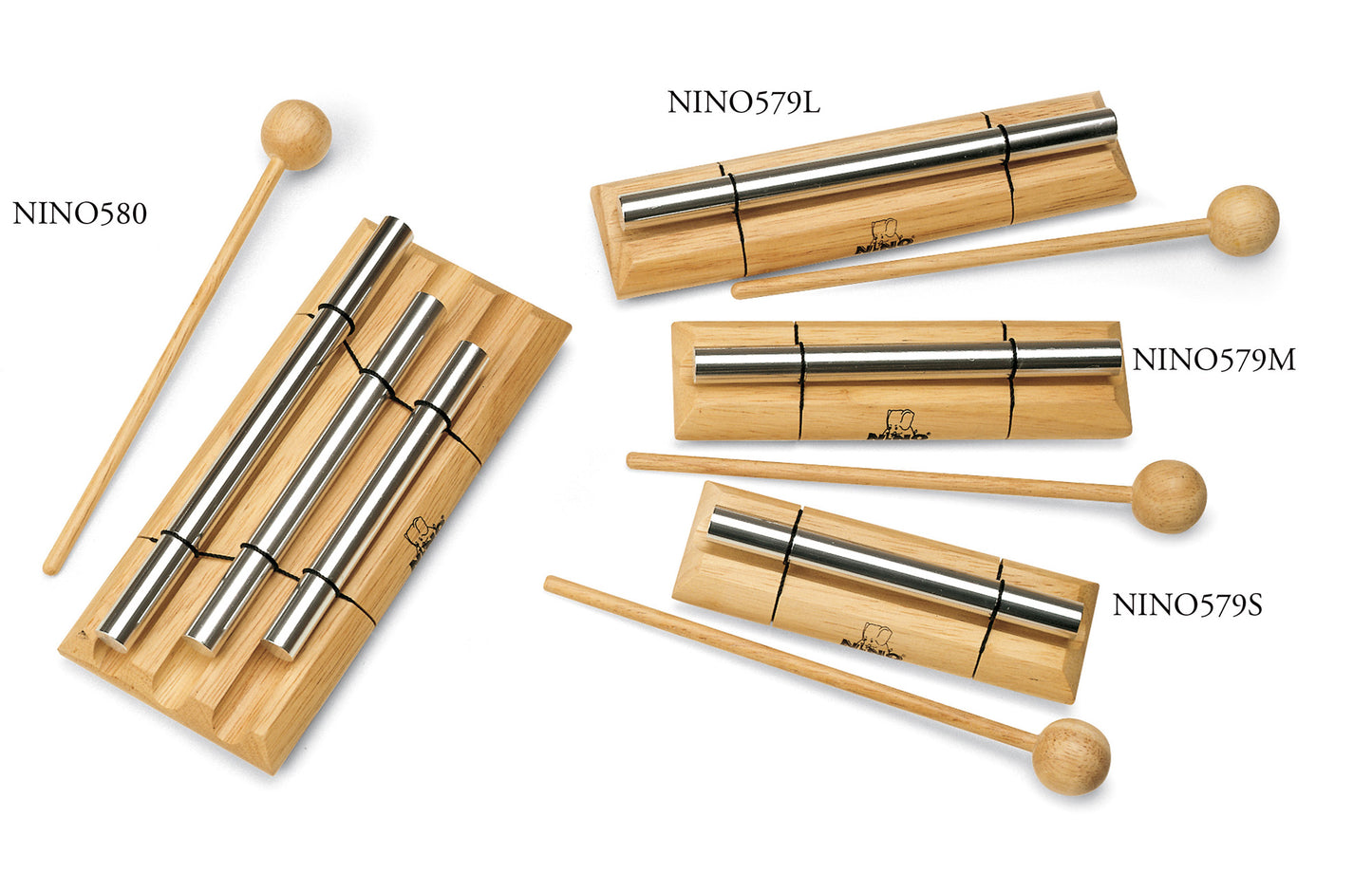 Chime Energy, 1 barre en aluminium anodisé, support en bois, batte en bois, modèle moyen (note Mi, 122 g), naturel