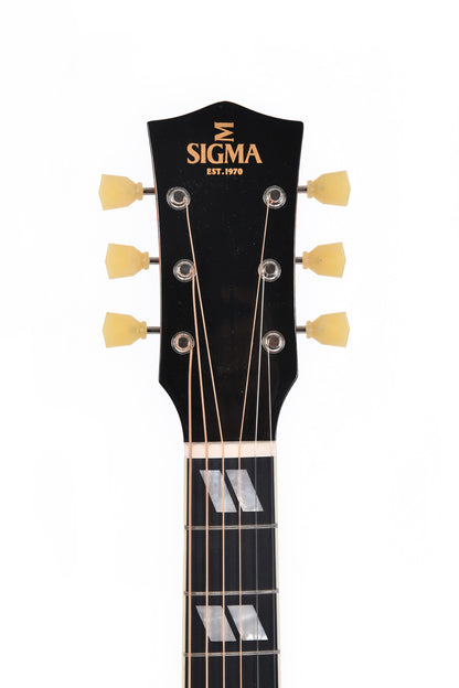 Modèle DA-SG7, Dreadnought, table épicéa massif, f/e érable flammé, touche micarta, EQ Fishman, soft case, sunburst
