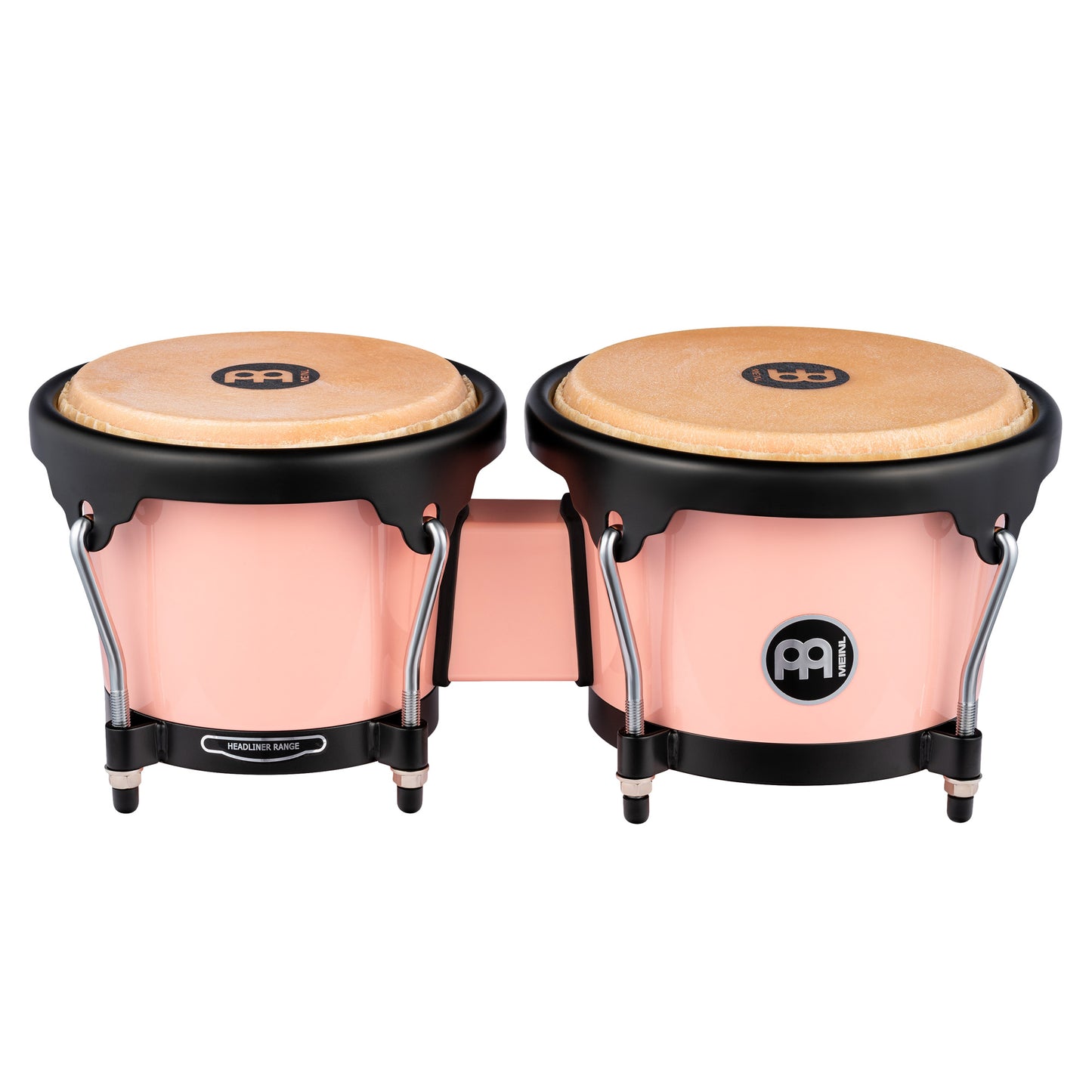 Bongos Journey 6" 1/2 & 7" 1/2, fûts ABS, peaux buffle sélectionnées, cercles arrondis, accastillage noir poudré, Flamingo Pink