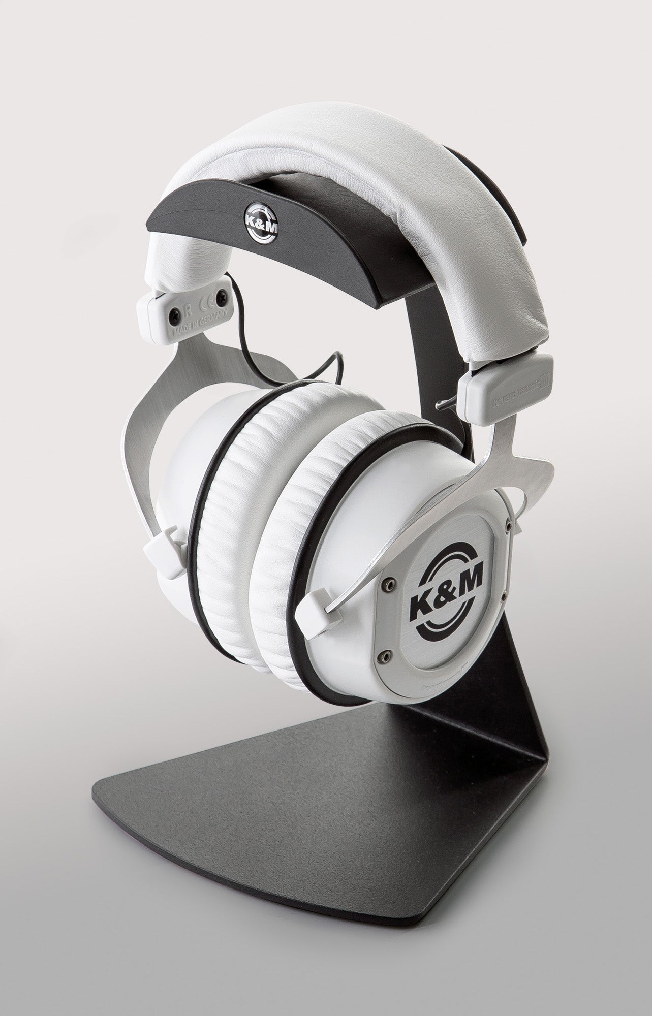 Support pour casque audio, acier, placement sur table, revêtement antidérapant, poids 0.694 kg, noir