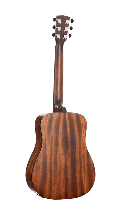 Earth Go, modèle Dreadnought 3/4, table épicéa massif, fond & éclisses acajou, HyVibe 2, housse, brown burst pores ouverts