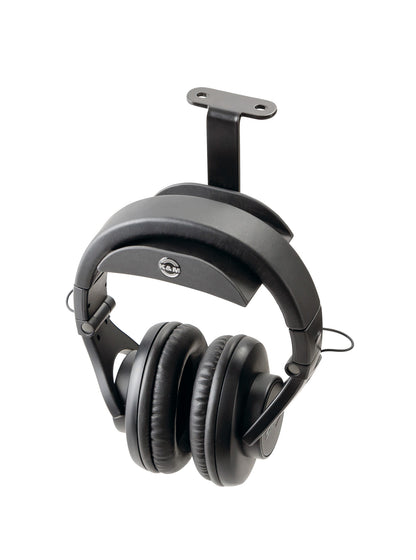 Support pour casque audio, acier, montage sous table (2 vis incluses), largeur 10 cm, poids 0.175 kg, noir