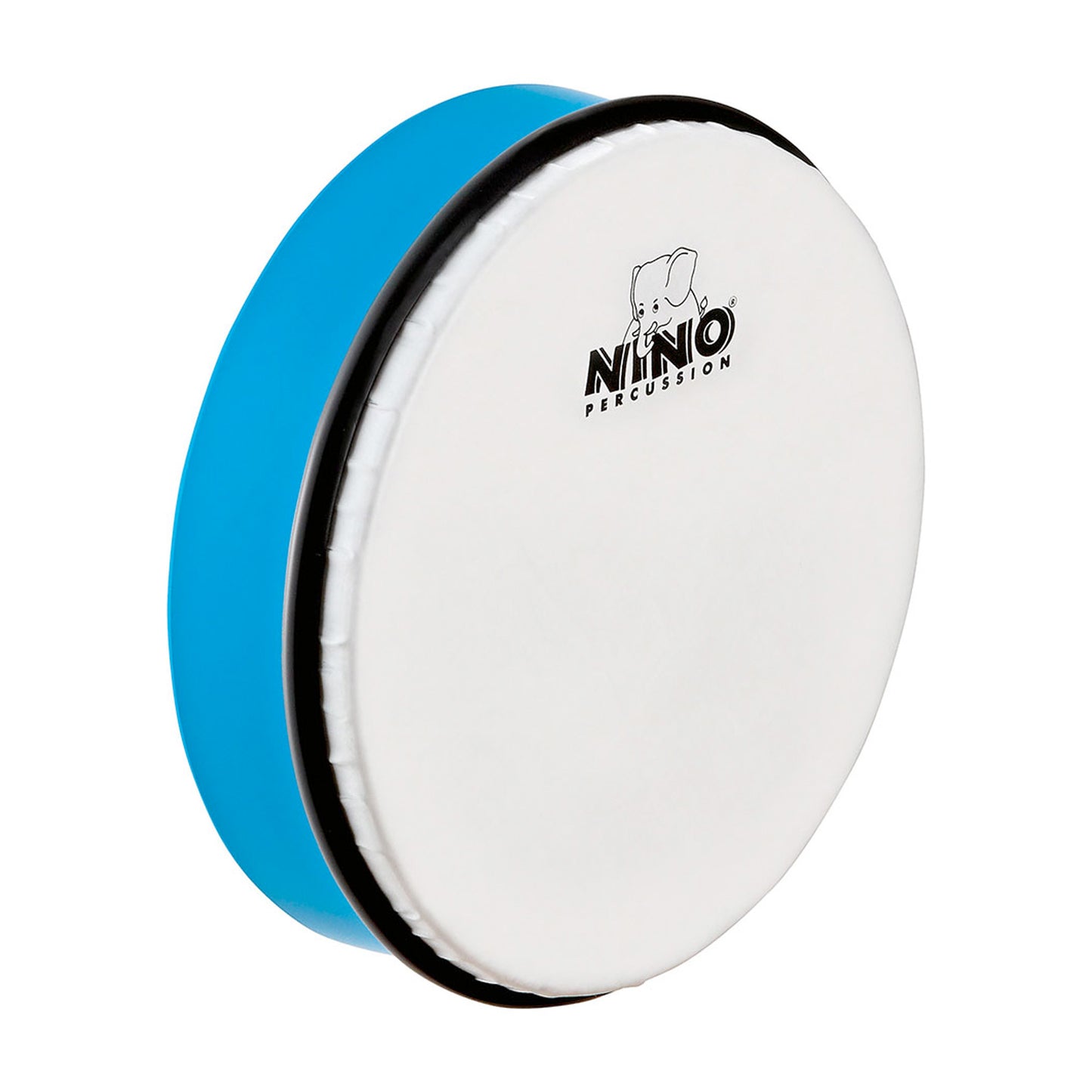 Tambourin 8", cadre en plastique ABS, peau synthétique, avec batte en bois, bleu ciel