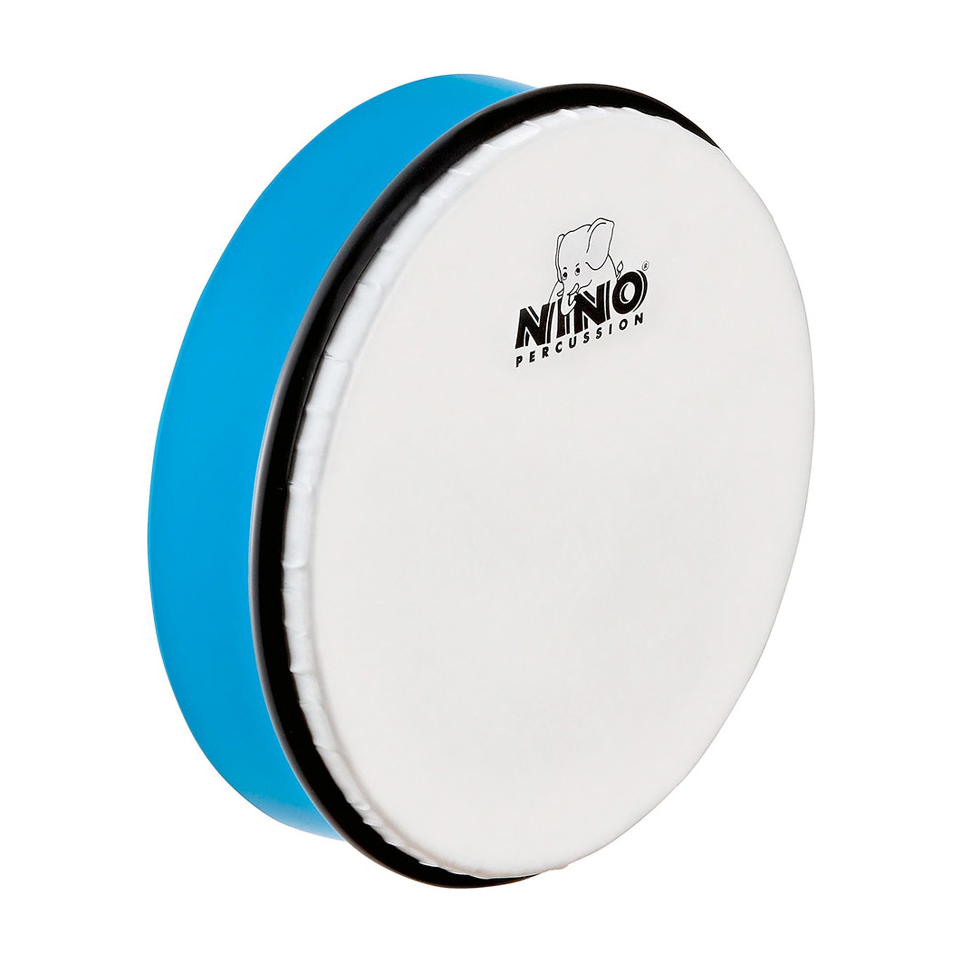 Tambourin 8", cadre en plastique ABS, peau synthétique, avec batte en bois, bleu ciel