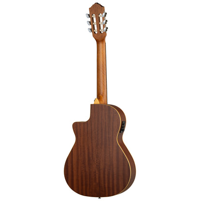 RCE125-34, corps Thinline, pan coupé, EQ Magus X/G, table épicéa, f/e acajou, sillet 45 mm, housse, naturel satiné