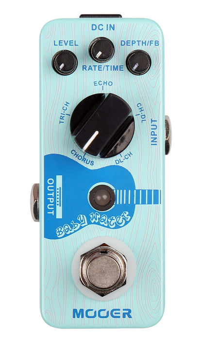 Pédale BABY WATER, délai et chorus haute qualité pour guitare acoustique, 5 modes, boîtier métal, true bypass, bleu