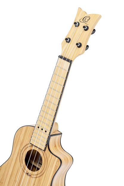 RUNAB-SO, modèle Soprano, pan coupé, EQ MagusUke, table bambou massif, f/e bambou massif, manche bambou, housse, naturel satiné