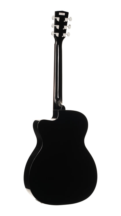 L60, forme Orchestra Model, pan coupé, table épicéa massif, fond & éclisses acajou, touche laurier, EQ CE304T, noir brillant