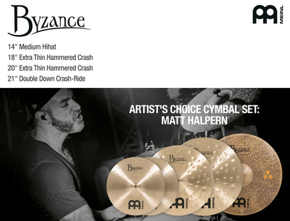 Pack de cymbale Matt Halpern Meinl Byzance Artist's Choice 14"18"20"21" alliage bronze B20 Traditional, Dark
