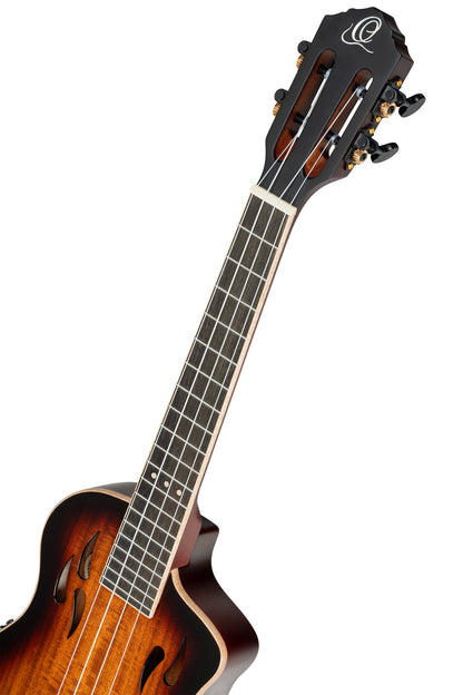 RTPX-U-ACA, modèle Tourplayer Ténor, pan coupé, EQ Magus X/U, table acacia, f/e okoumé, manche acajou, housse, dégradé brillant