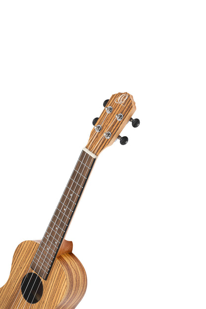 RFU11ZE, modèle Concert, EQ MagusUke, table zebrawood, f/e zebrawood, manche acajou, housse, naturel satiné