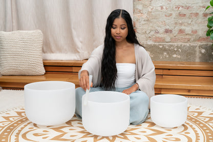 SET 3 SINGING BOWLS SONIC ENERGY CRYSTAL 432Hz / G4, E4, C4