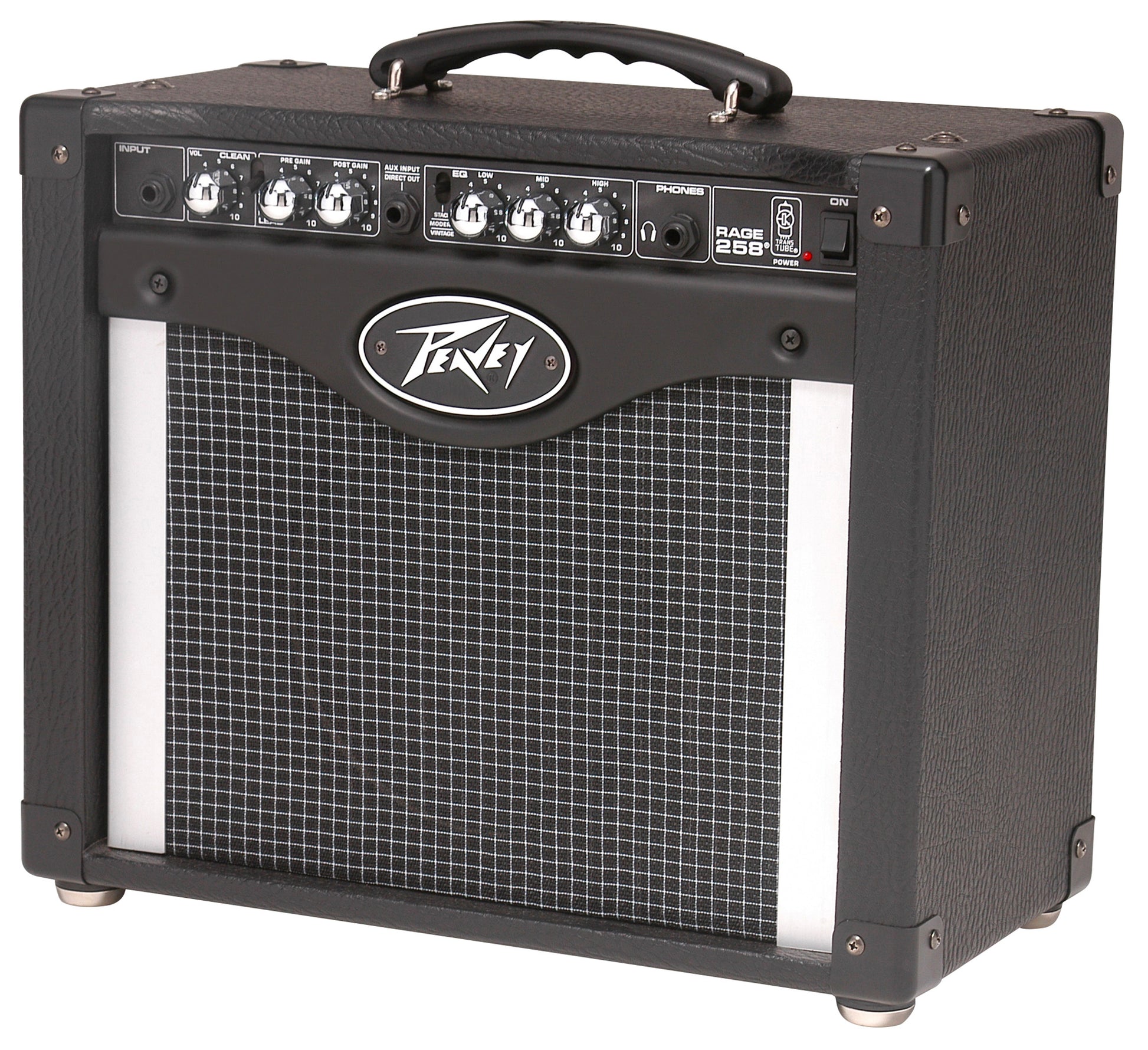 Ampli guitare 25W, HP 1x 8", 2 canaux, EQ 3 bandes, sélecteur Modern/Vintage, entrée auxiliaire, sortie casque, finition noir