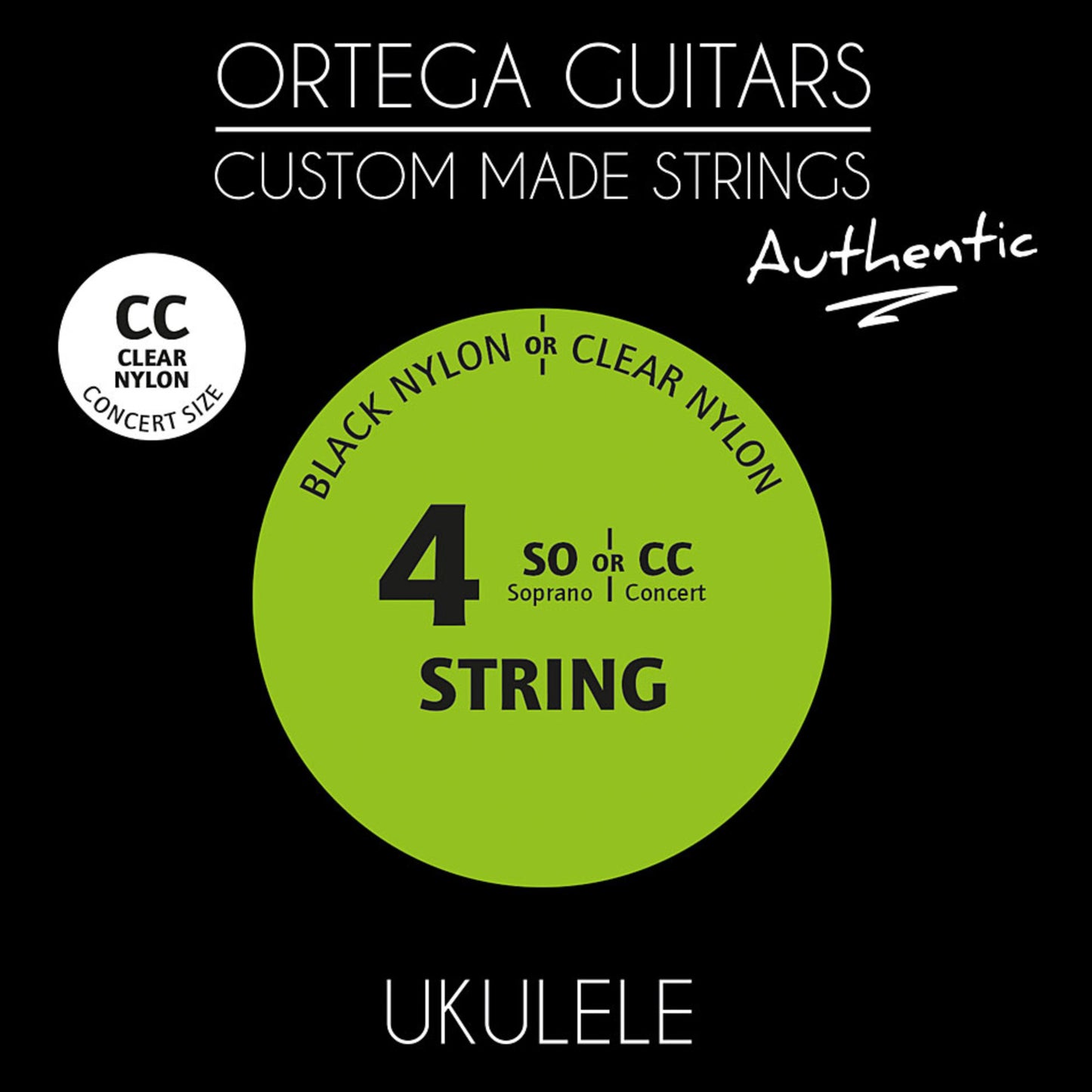 Jeu CUSTOM AUTHENTIC pour ukulélé concert, nylon transparent