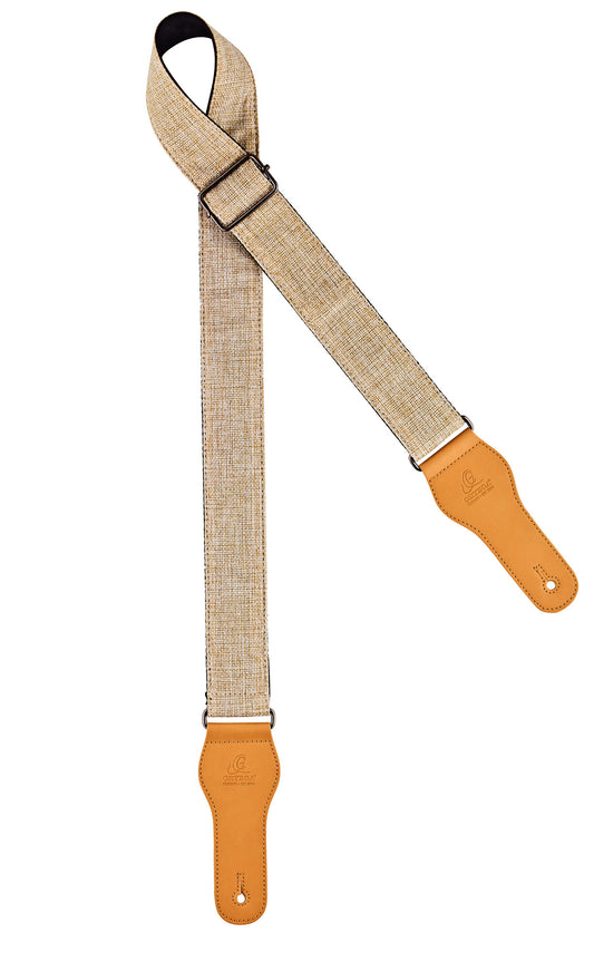 Courroie guitare, 100% coton, extrémités simili cuir, largeur 4.9 cm, longueur jusqu'à 158 cm, ice