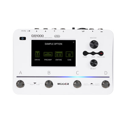 Pédalier multi-effets GS1000, processeur intelligent de profilage d'ampli, écran tactile 5", 350 effets, 120 emplacements, blanc