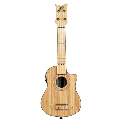 RUNAB-SO, modèle Soprano, pan coupé, EQ MagusUke, table bambou massif, f/e bambou massif, manche bambou, housse, naturel satiné