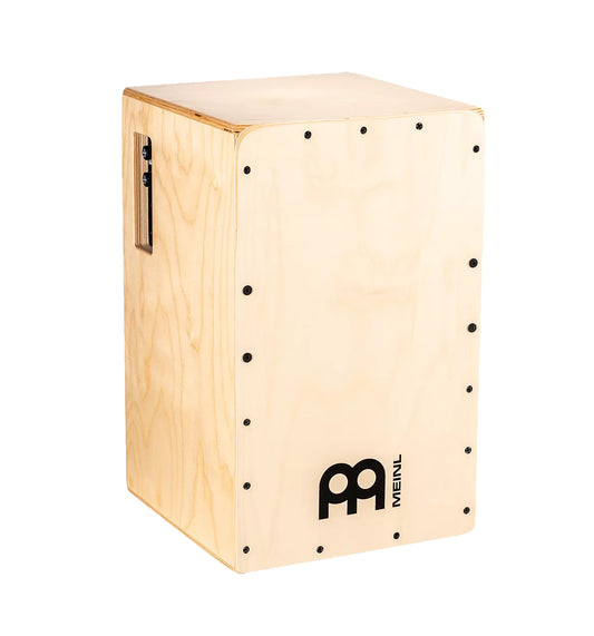 CAJON PRE-AMPLIFIE MEINL FACADE ET CORPS EN BOULEAU BALTIQUE 7PLIS (9MM), 3 MICROS PIEZO, 2 CÂBLES SNARE, FINITION NATURELLE