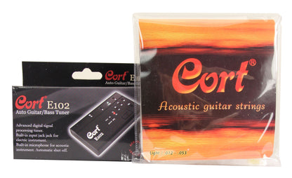 Pack Earth: guitare avec table épicéa massif, housse, accordeur, sangle, médiators, naturel pores ouverts