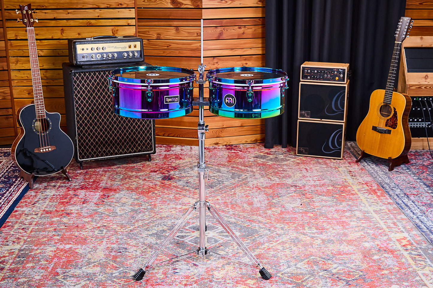 Jeu timbales 14 & 15" Diego Camacho, acier inoxydable, support double embase